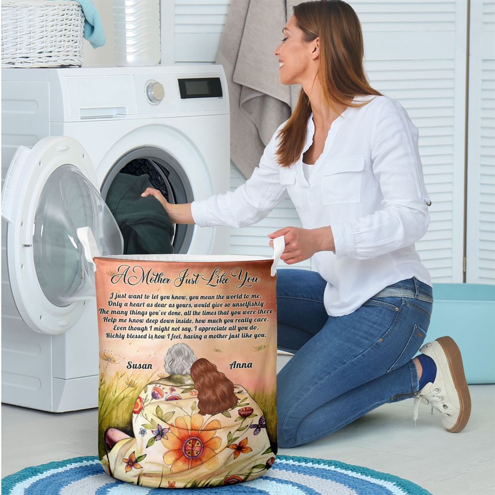 Mother's Day Laundry Basket, Custom Mother And Daughter Laundry Basket, Mother's Day Gift, Storage Basket For Mom