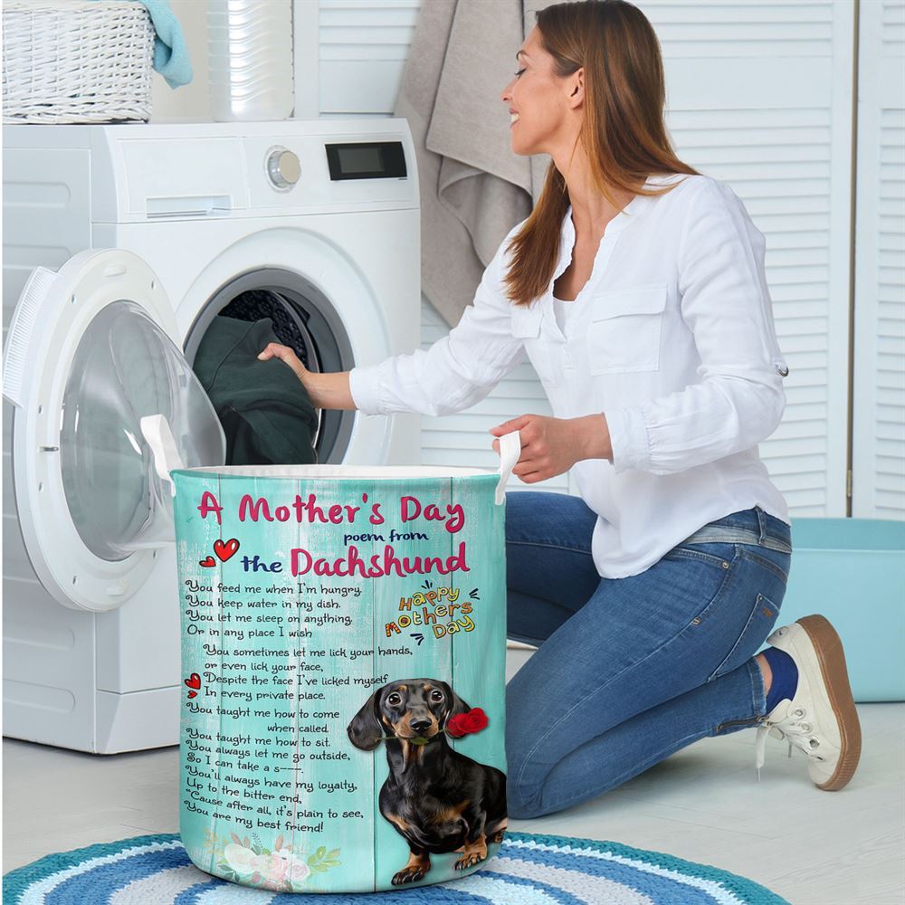 Mother's Day Laundry Basket, Dachshund A Mother Day Poem Laundry Basket Print, Mother's Day Gift, Storage Basket For Mom