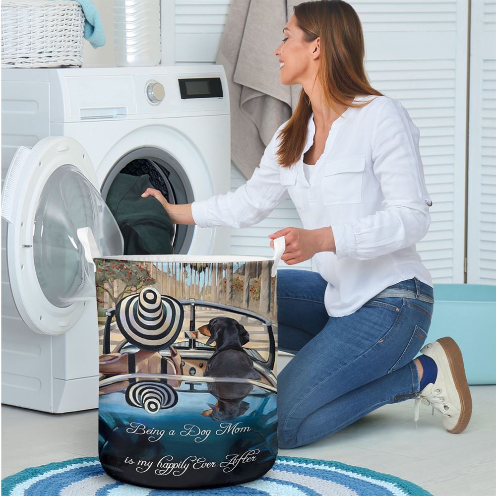 Mother's Day Laundry Basket, Dachshund Being A Dog Mom Gift For You Laundry Basket, Mother's Day Gift, Storage Basket For Mom