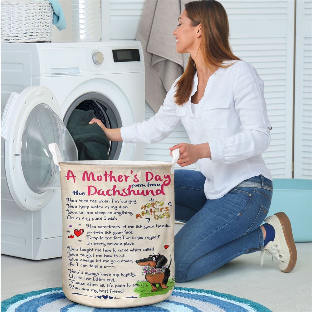 Mother's Day Laundry Basket, Dachshund Dog A Mother'S Day Poem From The Dachshund Laundry Basket, Mother's Day Gift, Storage Basket For Mom