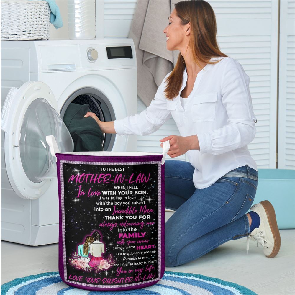 Mother's Day Laundry Basket, Daughter In Law To The Best Mother In Law Thank You For Always Welcoming Me Laundry Basket, Mother's Day Gift