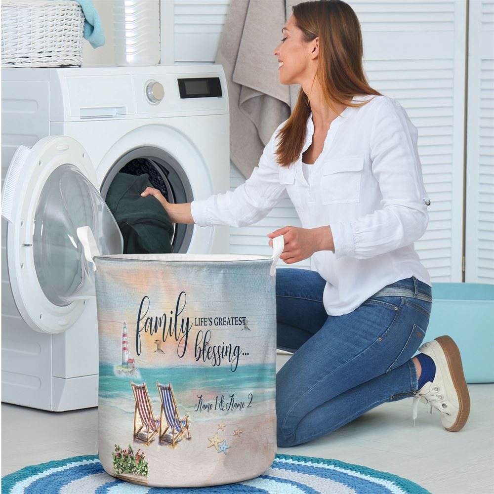 Mother's Day Laundry Basket, Family Blessing Personalized Laundry Basket, Mother's Day Gift, Storage Basket For Mom