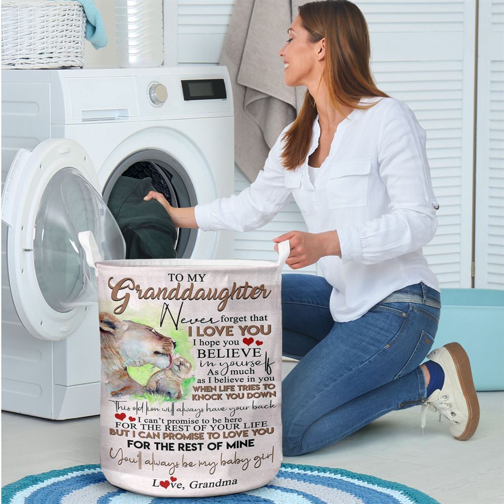 Mother's Day Laundry Basket, Lion Mother And Cub Baby Lion To My Granddaughter Laundry Basket, Mother's Day Gift, Storage Basket For Mom