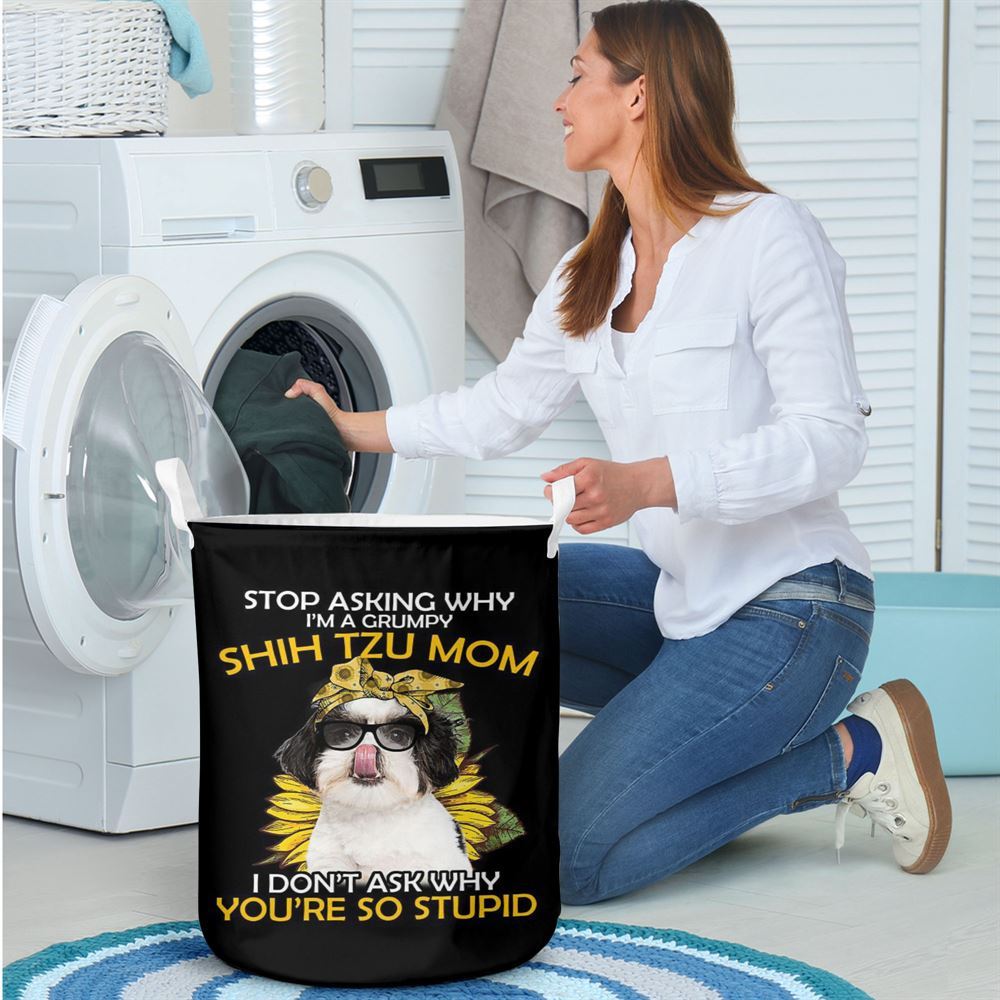 Mother's Day Laundry Basket, Ln Shih Tzu Stop A Grumpy Mom Laundry Basket, Mother's Day Gift, Storage Basket For Mom