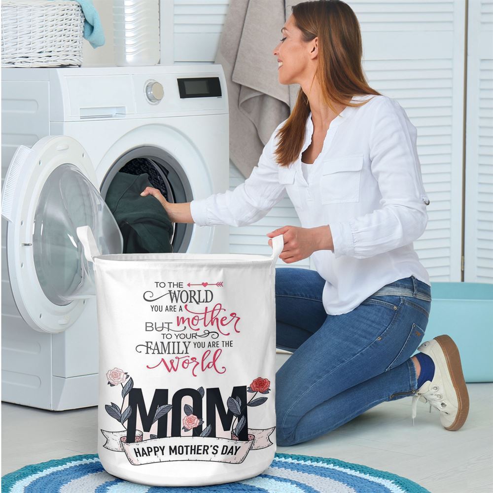 Mother's Day Laundry Basket, Mother Is The World Happy Mother's Day Special Gifts Vertical Laundry Basket, Mother's Day Gift, Storage Basket For Mom