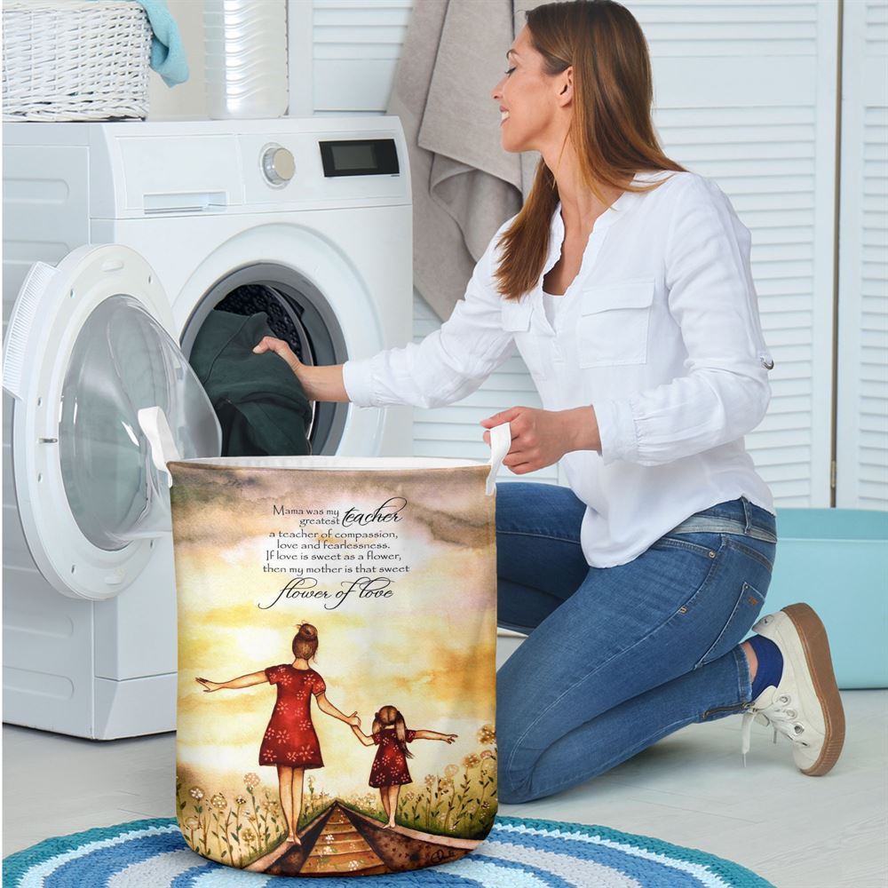 Mother's Day Laundry Basket, Mother's Day Laundry Basket Mama Was My Greatest Teacher Daughter To Mother Laundry Basket, Mother's Day Gift