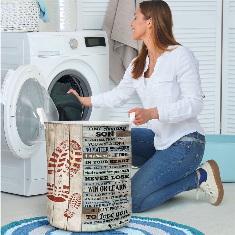 Mother's Day Laundry Basket, Never Feel That You Are Alone Mom To Son Laundry Basket, Mother's Day Gift, Storage Basket For Mom