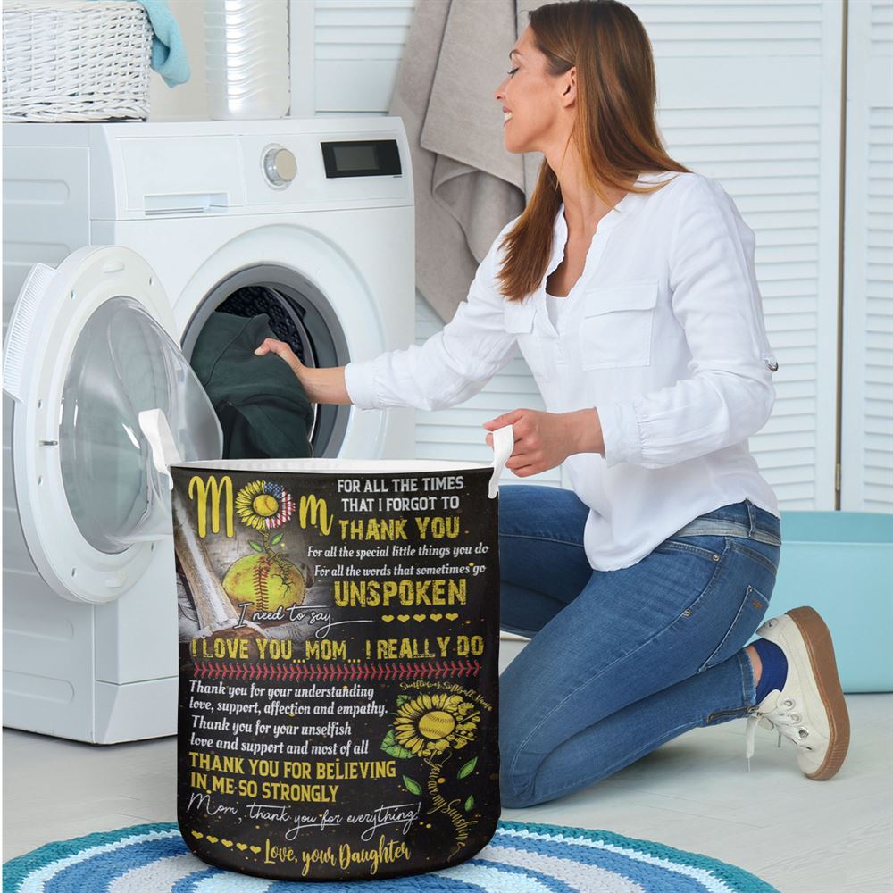 Mother's Day Laundry Basket, Softball Daughter To Mom, Thank You For Everything Laundry Basket, Mother's Day Gift, Storage Basket For Mom