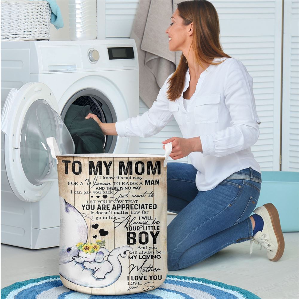 Mother's Day Laundry Basket, To My Mom I Know It's Not Easy To Raise A Child Mother's Day Laundry Basket, Mother's Day Gift, Storage Basket For Mom