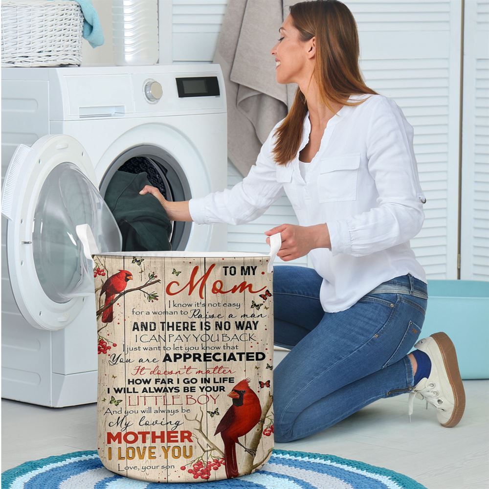 Mother's Day Laundry Basket, To My Mom I Know It's Not Easy To Raise A Man Mother's Day Laundry Basket, Mother's Day Gift, Storage Basket For Mom