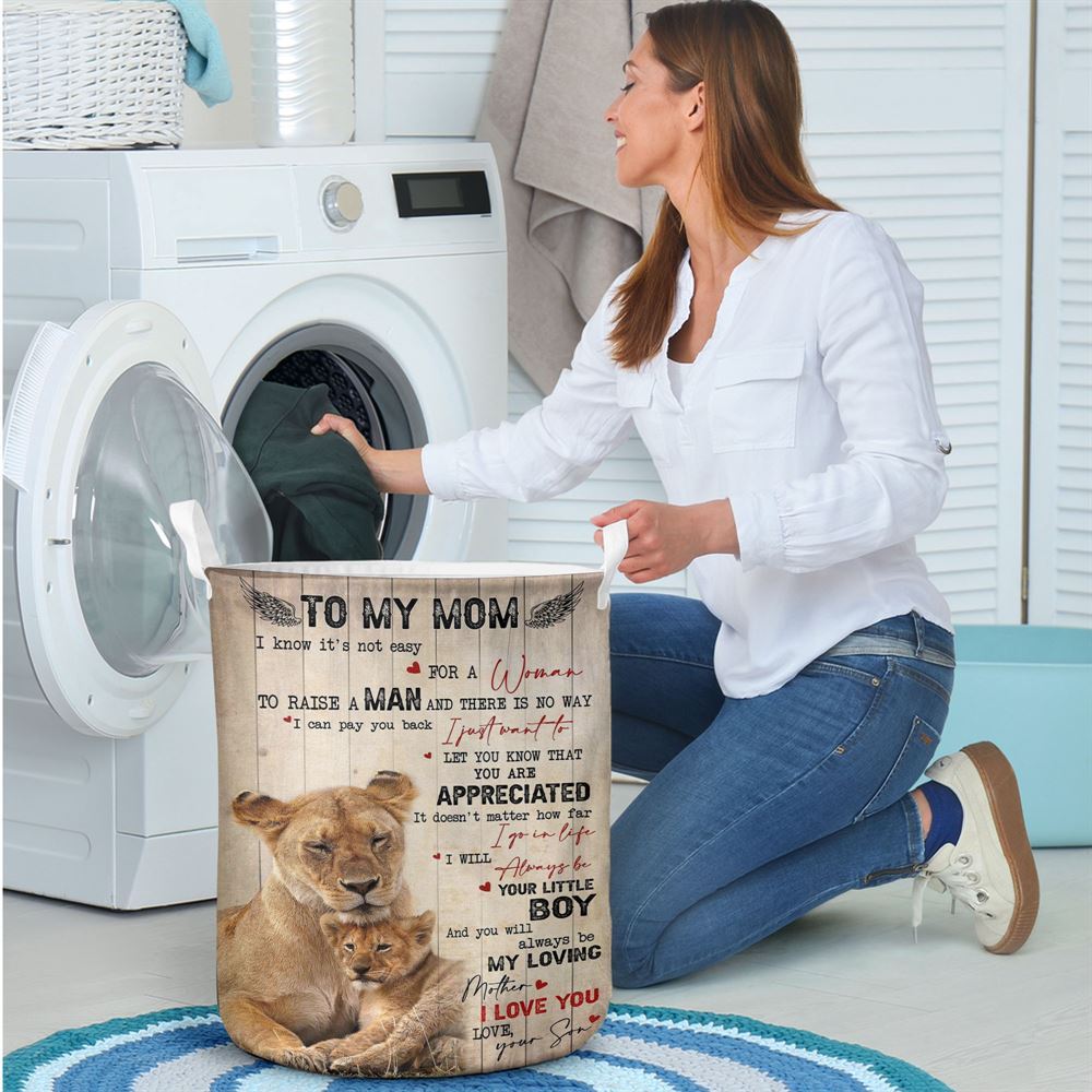 Mother's Day Laundry Basket, To My Mom Lion Son Mother's Day Gift Laundry Basket, Mother's Day Gift, Storage Basket For Mom