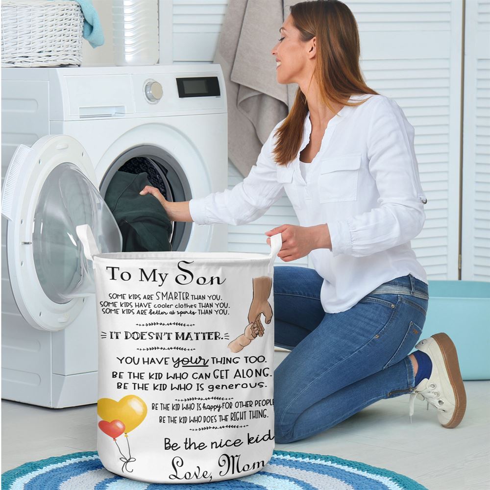 Mother's Day Laundry Basket, To My Son From Love Mom Vertical Laundry Basket, Mother's Day Gift, Storage Basket For Mom