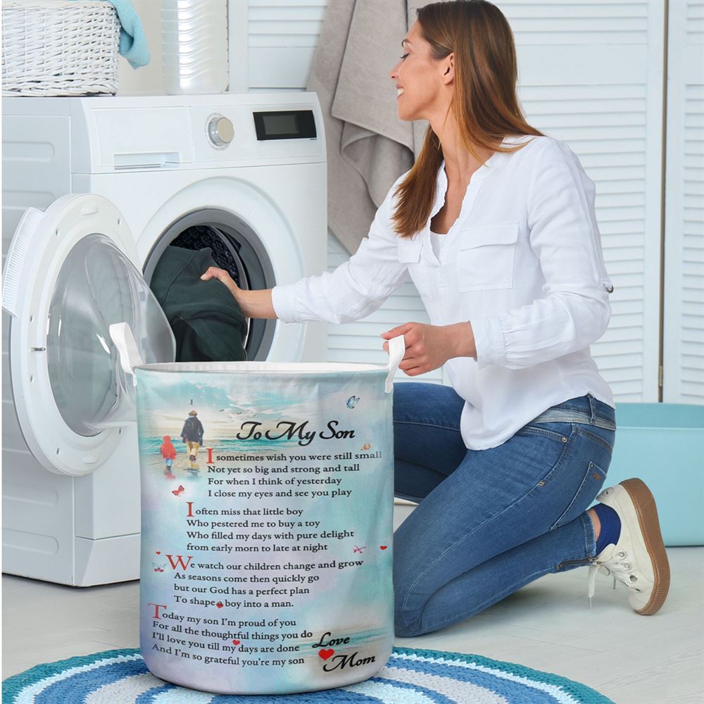 Mother's Day Laundry Basket, To My Son Love Mom Portrait Laundry Basket, Mother's Day Gift, Storage Basket For Mom