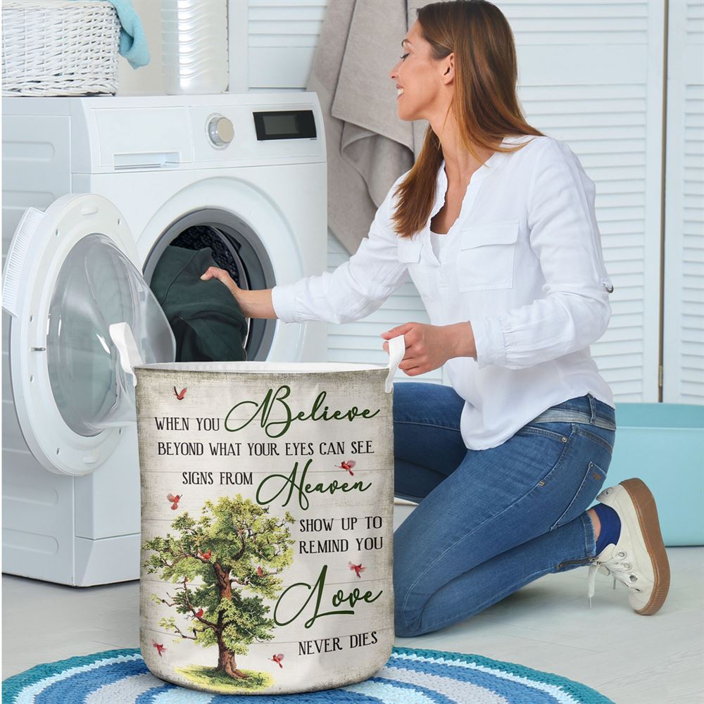 Mother's Day Laundry Basket, When You Believe Love Never Dies Laundry Basket, Mother's Day Gift, Storage Basket For Mom