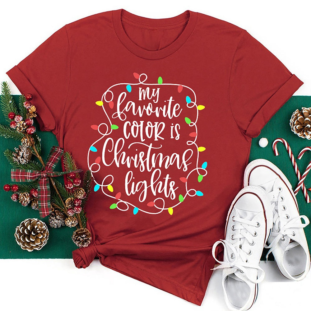 My Favorite Color Is Christmas Lights T Shirt, Merry T Shirt, Unisex Christmas Shirts