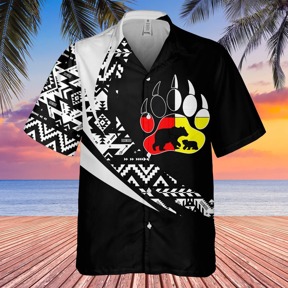 Native American Hawaiian Shirt, Adorable Paw Prints Hawaiian Shirt, Native Pattern Shirt