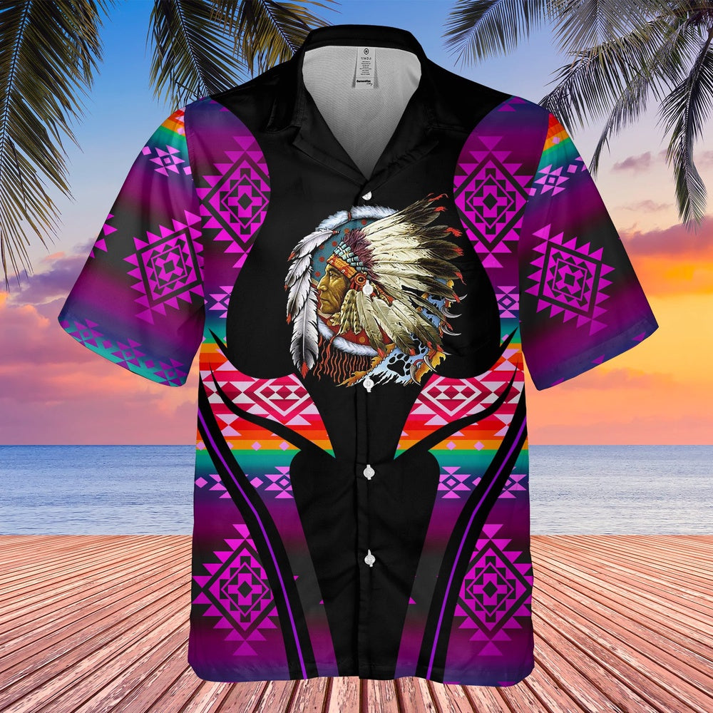 Native American Hawaiian Shirt, Ancient Forest Legend Hawaiian Shirt, Native American Chief Shirt, Native Pattern Shirt
