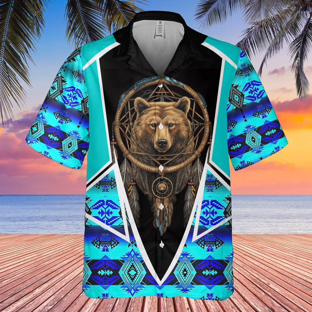 Native American Hawaiian Shirt, Bear Fashion Embrace The Wild Style Hawaiian Shirt, Native Pattern Shirt