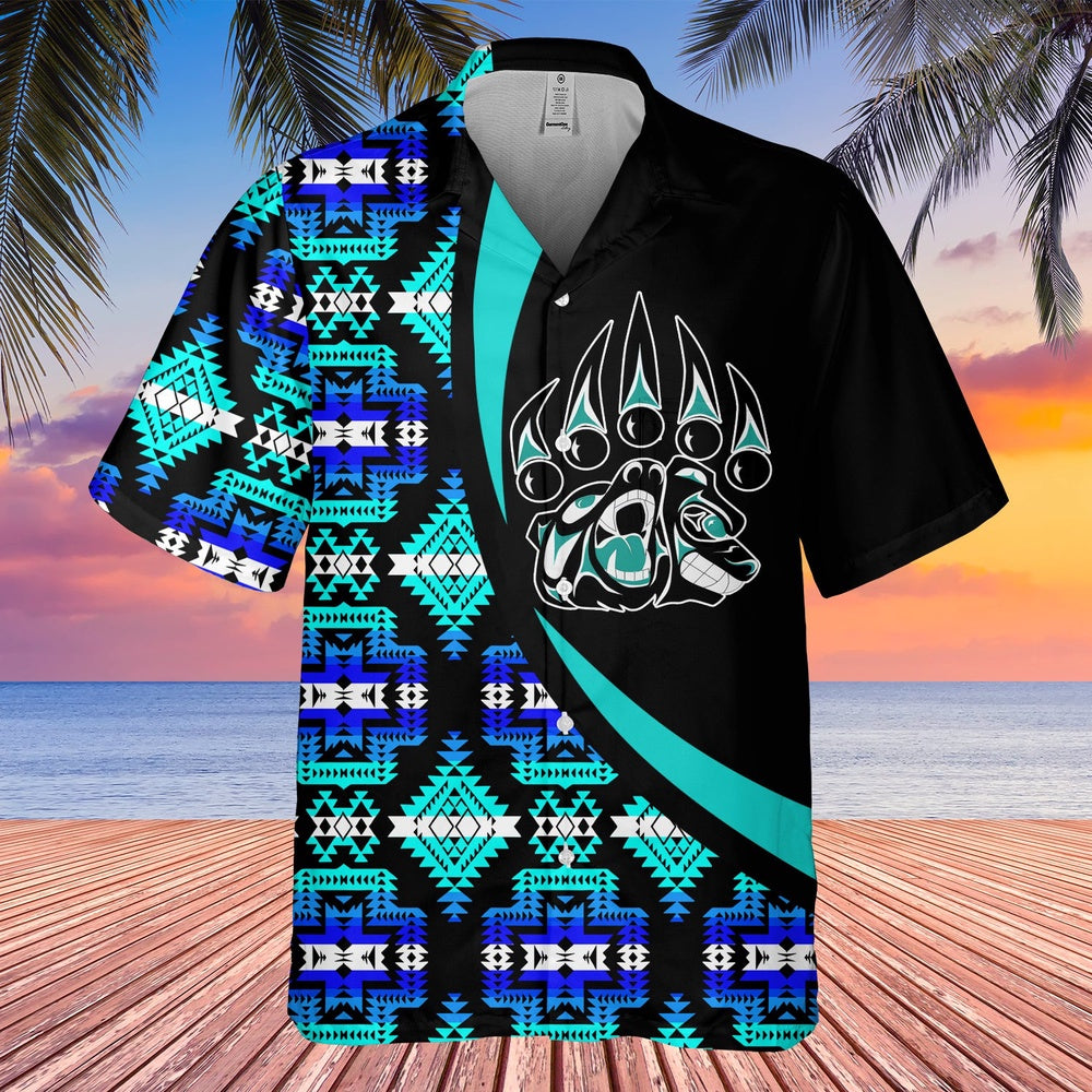 Native American Hawaiian Shirt, Bear Guardian Hawaiian Shirt, Native Pattern Shirt