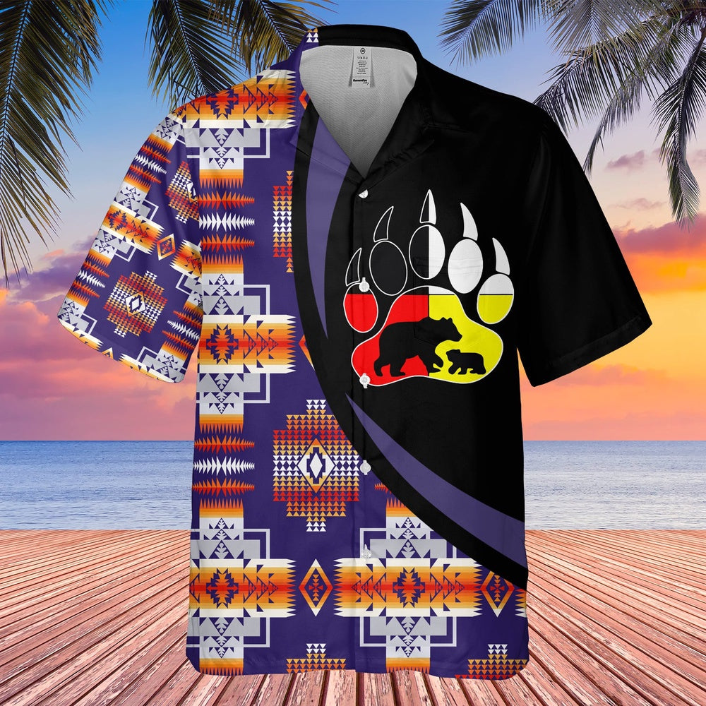 Native American Hawaiian Shirt, Bear Heritage Hawaiian Shirt, Native Pattern Shirt