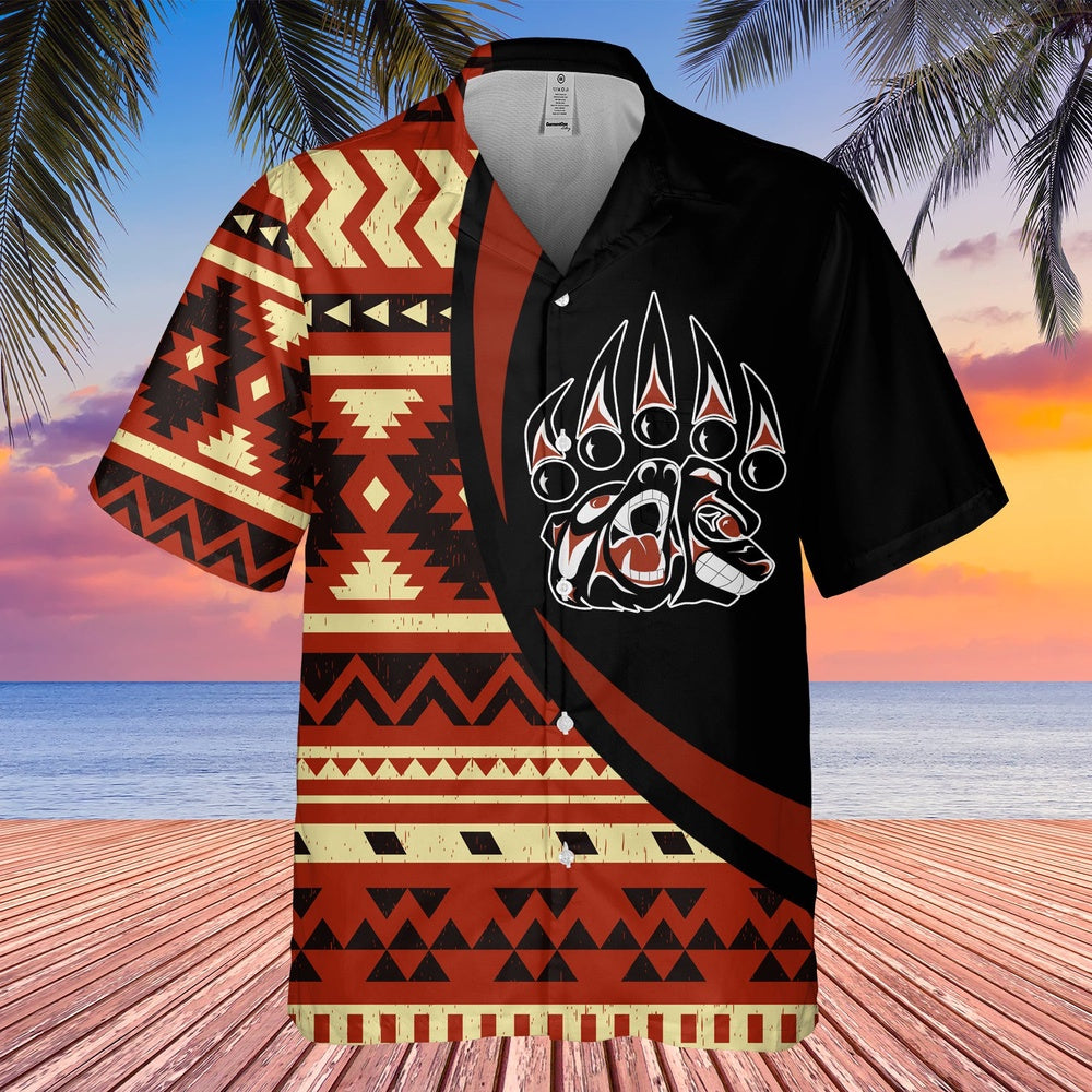 Native American Hawaiian Shirt, Bear Plush Hawaiian Shirt, Native Pattern Shirt