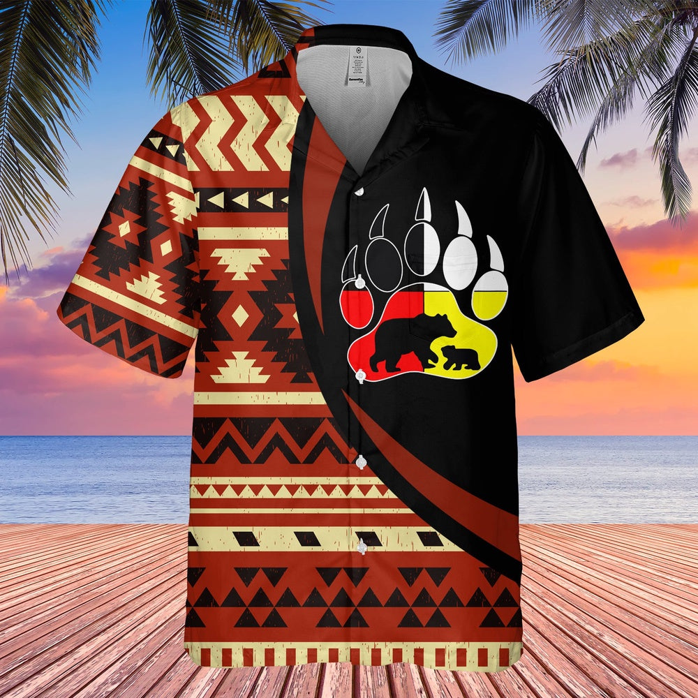 Native American Hawaiian Shirt, Bear T-Shirt Hawaiian Shirt, Native Pattern Shirt