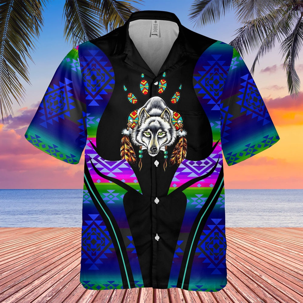Native American Hawaiian Shirt, Embrace The New Trend Hawaiian Shirt, Wolf Native Hawaiian Shirt