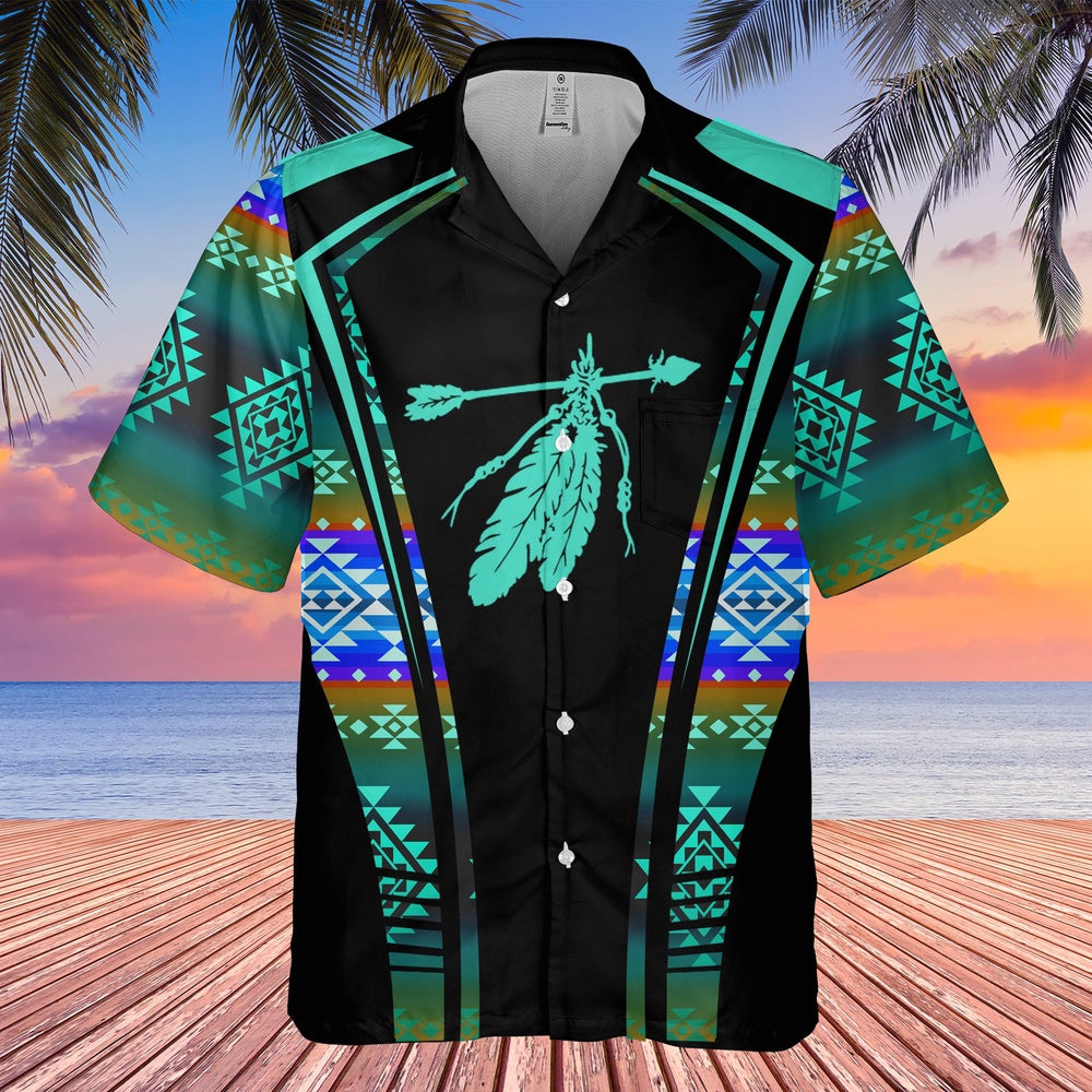 Native American Hawaiian Shirt, Feather On Shirt Hawaiian Shirt, Native Pattern Shirt