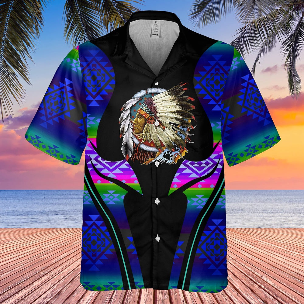 Native American Hawaiian Shirt, Flame Of Freedom Hawaiian Shirt, Native American Chief Shirt, Native Pattern Shirt