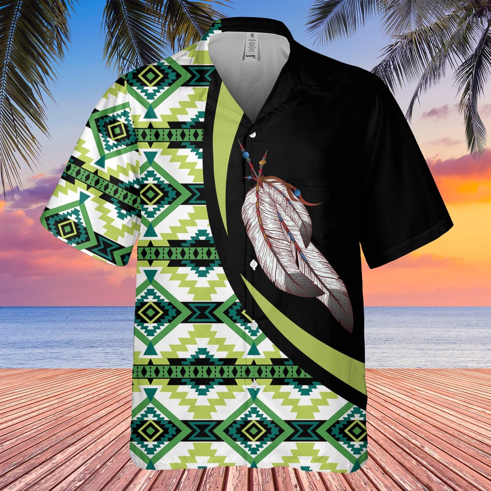 Native American Hawaiian Shirt, Glittering Feather Capture All Eyes Hawaiian Shirt, Native Pattern Shirt