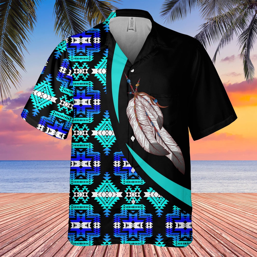 Native American Hawaiian Shirt, Patterned Feather Add Grace To Your Outfit Hawaiian Shirt, Native Pattern Shirt