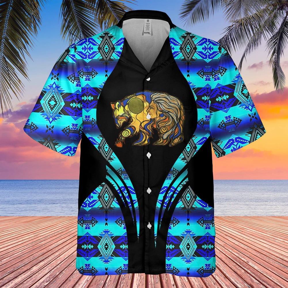 Native American Hawaiian Shirt, Rustic Bear Product Hawaiian Shirt, Native Pattern Shirt