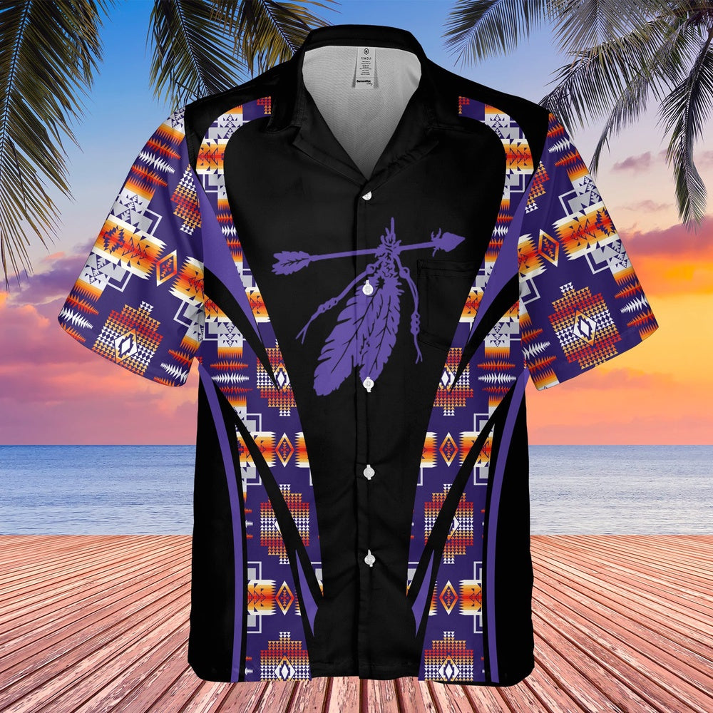 Native American Hawaiian Shirt, Spiritual Feather Hawaiian Shirt, Native Pattern Shirt