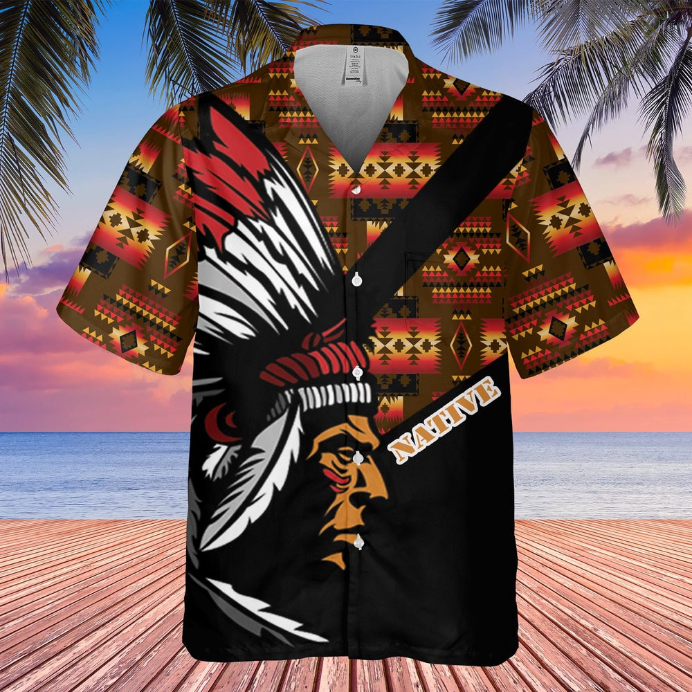 Native American Hawaiian Shirt, Storytelling Patterns Hawaiian Shirt, Native American Chief Shirt, Native Pattern Shirt