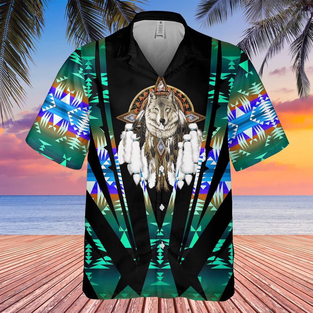 Native American Hawaiian Shirt, Wolf Graphic For Your Own Style Hawaiian Shirt, Wolf Native Hawaiian Shirt