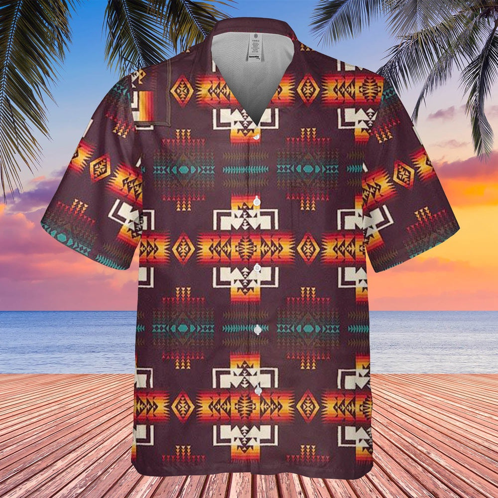 Native American Hawaiian Shirt, Zigzag Zests Hawaiian Shirt, Native Pattern Shirt