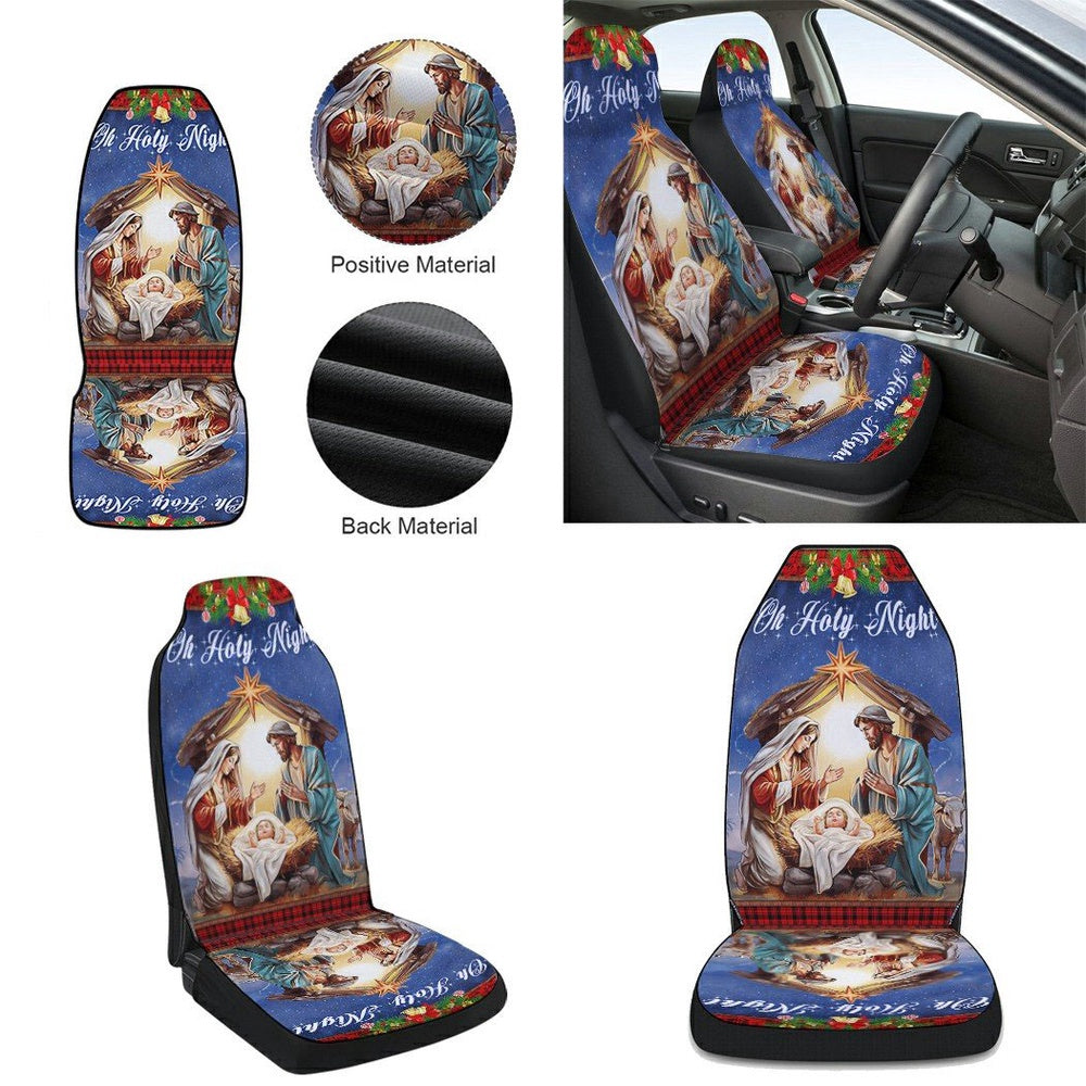 Nativity Of Jesus Oh Holy Night Christmas Cars Seat Cover, Christmas Car Seat Covers, Car Decor Gift