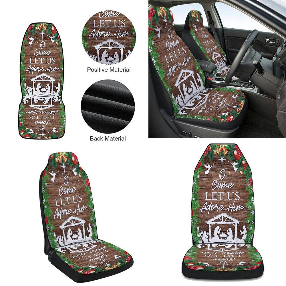 Nativity of Jesus Holy Night Christmas O Come Let us Adore Him Cars Seat Cover, Christmas Car Seat Covers, Car Decor Gift