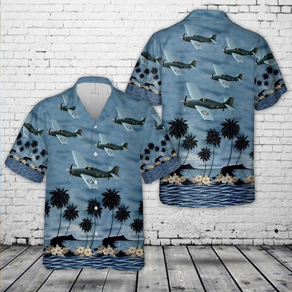 Navy Hawaiian Shirt, Grumman F4F Wildcat Us Navy Wwii Fighter Plane Hawaiian Shirt, Navy Shirts Mens