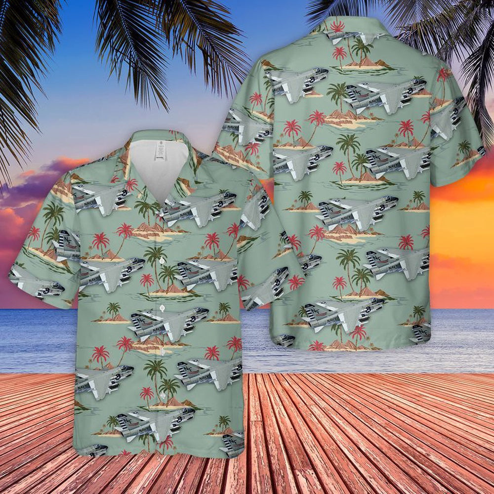 Navy Hawaiian Shirt, Us Navy A-7E Corsair Ii Of Va-93 Ravens Hawaiian Shirt, Navy Shirts Mens