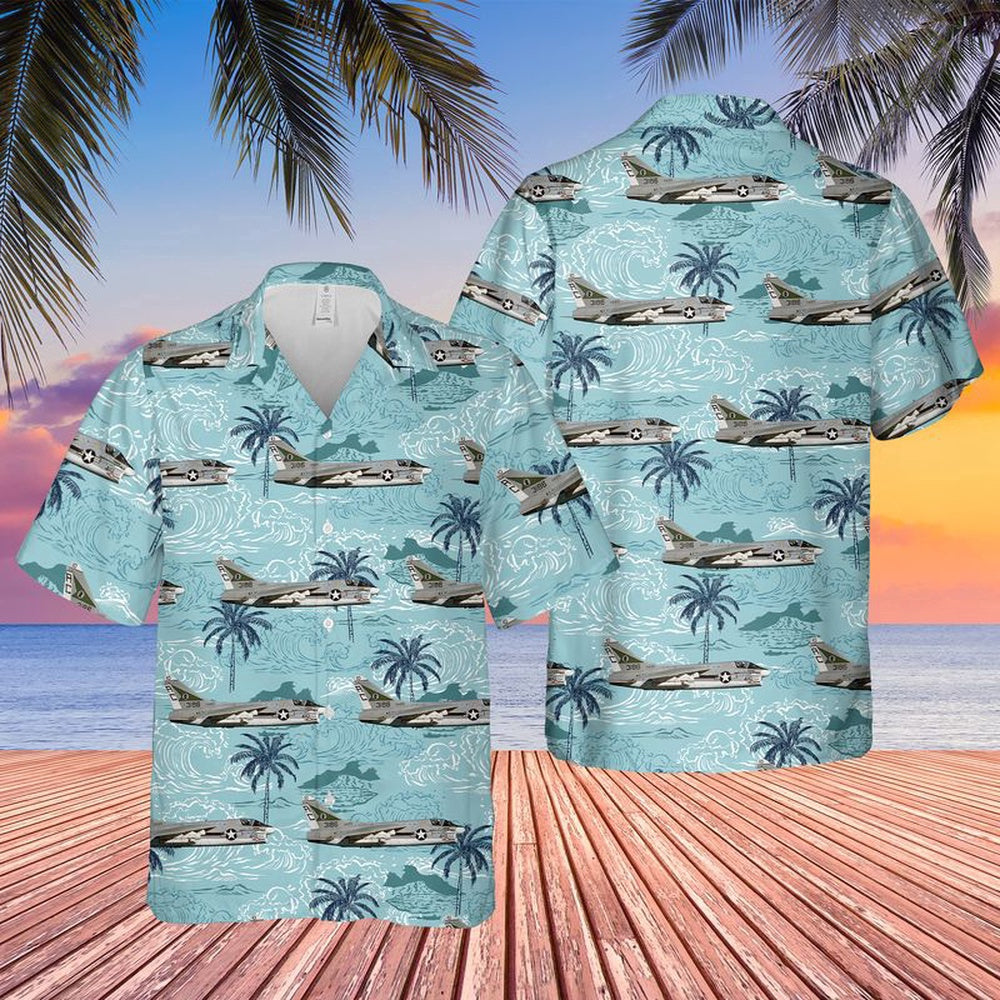 Navy Hawaiian Shirt, Us Navy A7E Corsair Ii Of Va-105 Hawaiian Shirt, Navy Shirts Mens