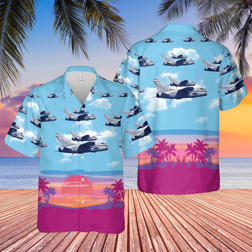 Navy Hawaiian Shirt, Us Navy A7E Corsair Ii Of Va-46 Clansmen Hawaiian Shirt, Navy Shirts Mens