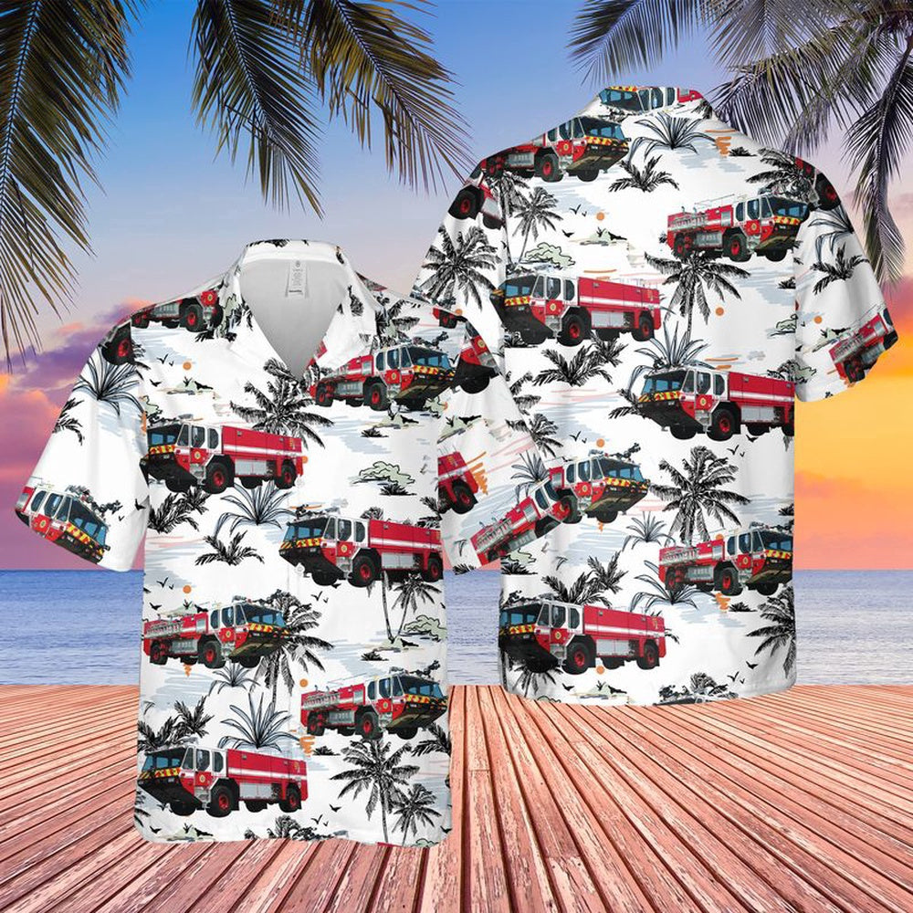 Navy Hawaiian Shirt, Us Navy Aircraft Rescue Fire Fighting (Arff) E-One Hawaiian Shirt, Navy Shirts Mens