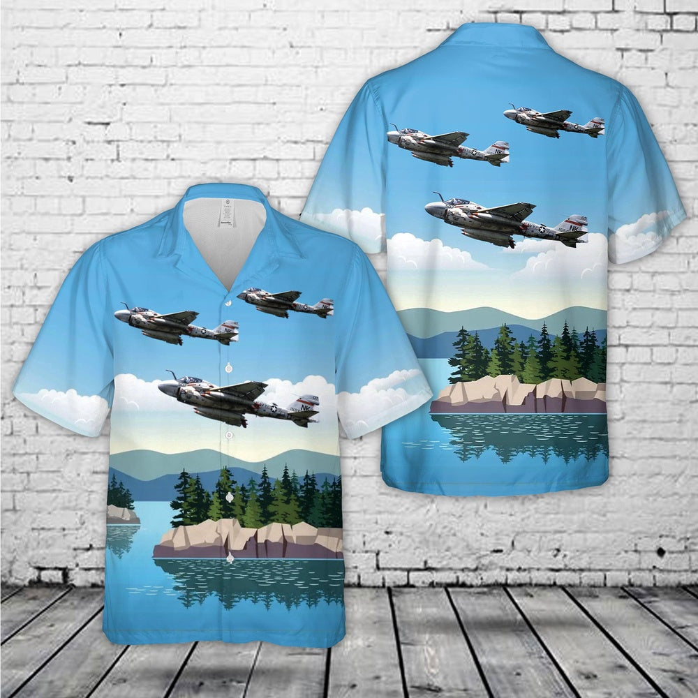 Navy Hawaiian Shirt, Us Navy Attack Squadron Va-196 'Main Battery' Ka-6D Intruder Hawaiian Shirt, Navy Shirts Mens