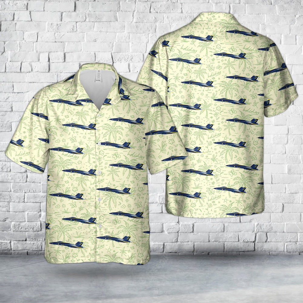 Navy Hawaiian Shirt, Us Navy Blue Angels #2 Fa-18E Hawaiian Shirt, Navy Shirts Mens