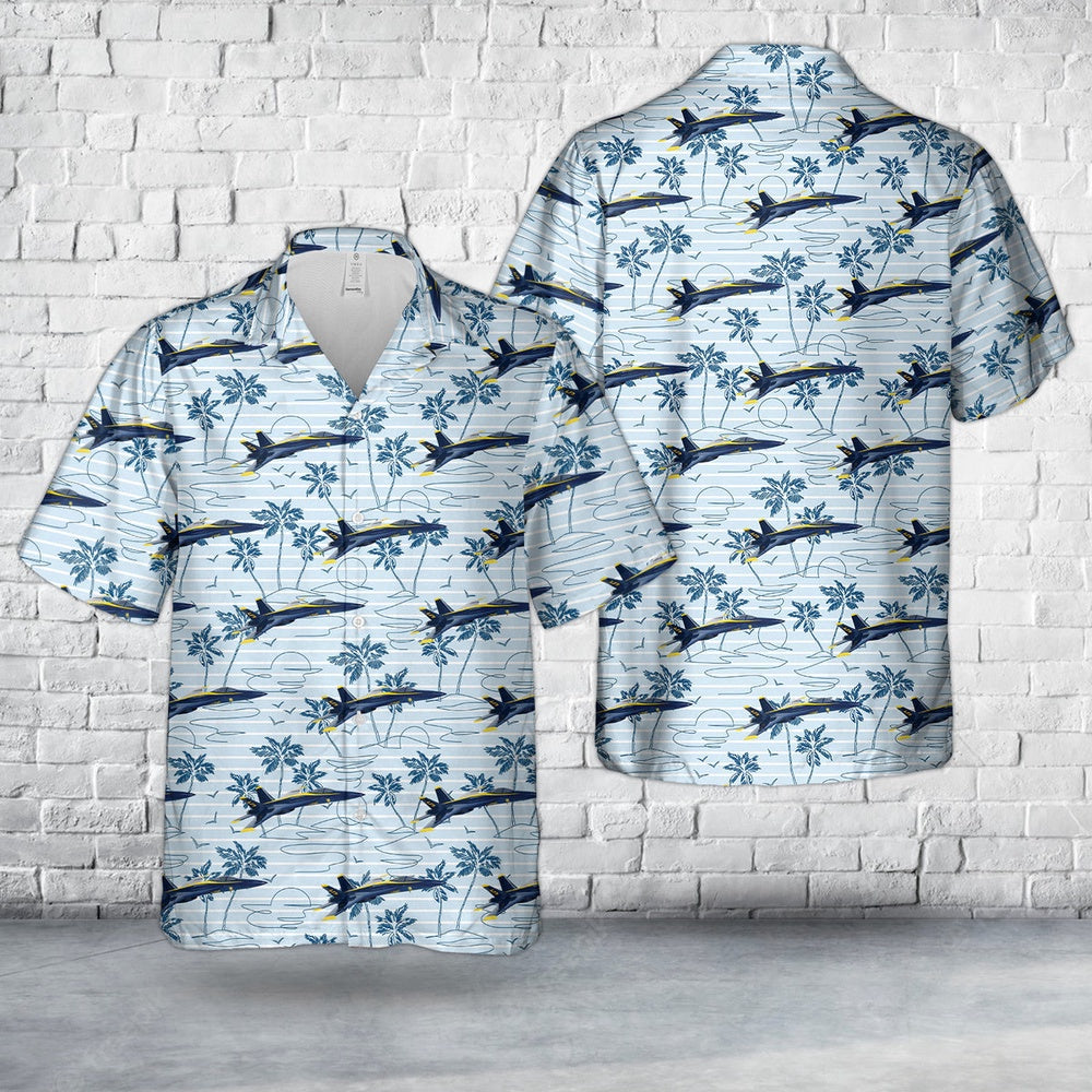 Navy Hawaiian Shirt, Us Navy Blue Angels #5 Fa-18E Hawaiian Shirt, Navy Shirts Mens