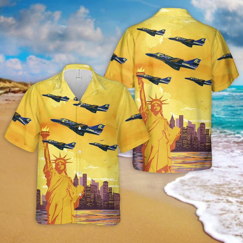 Navy Hawaiian Shirt, Us Navy Blue Angels Douglas A-4F Skyhawks Hawaiian Shirt, Navy Shirts Mens