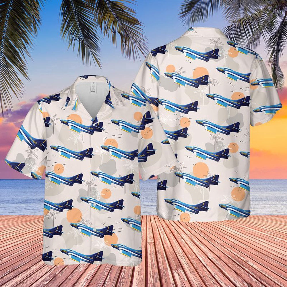 Navy Hawaiian Shirt, Us Navy Blue Angels F9F-8 Cougar Hawaiian Shirt, Navy Shirts Mens