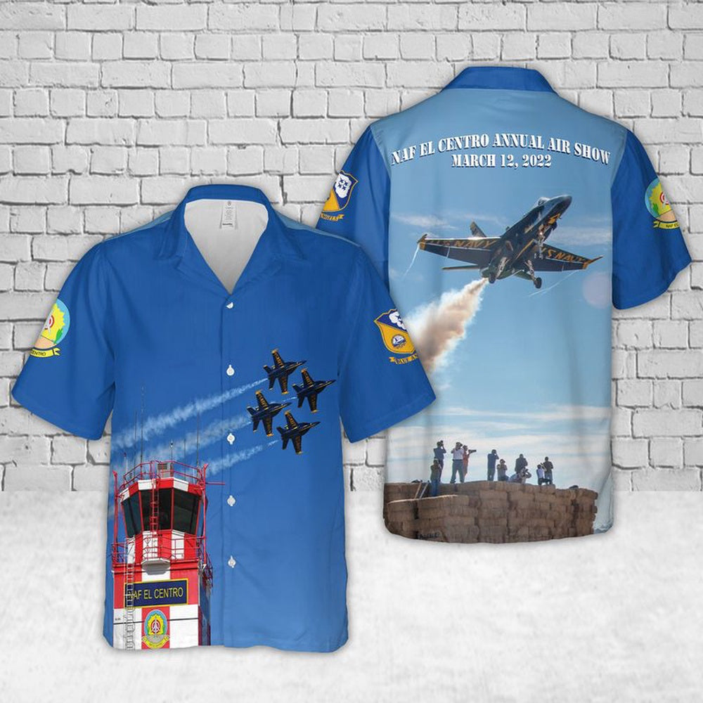 Navy Hawaiian Shirt, Us Navy Blue Angels Naf El Centro Annual Air Show Hawaiian Shirt, Navy Shirts Mens