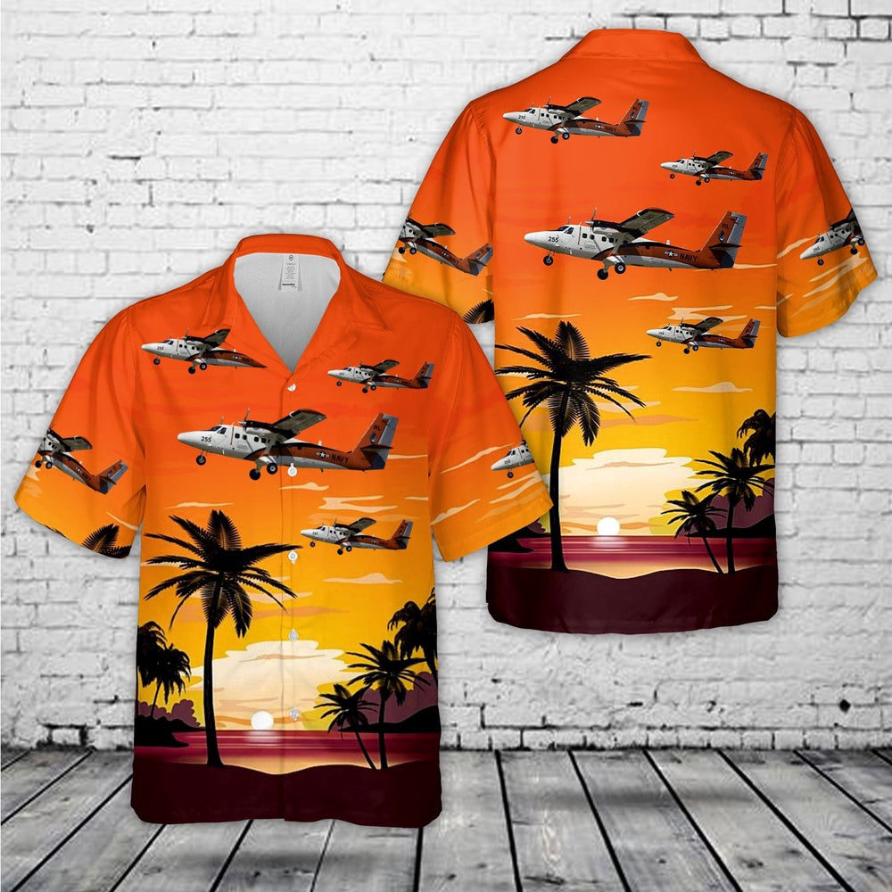 Navy Hawaiian Shirt, Us Navy De Havilland Canada Uv-18A Twin Otter Hawaiian Shirt, Navy Shirts Mens